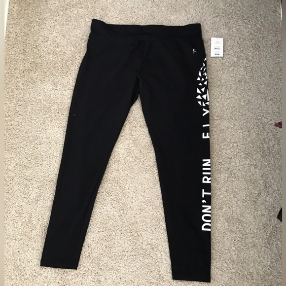 FINAL PRICE Size XL Danskin black leggings “Don’t Run, Fly” NWT - Picture 2 of 7